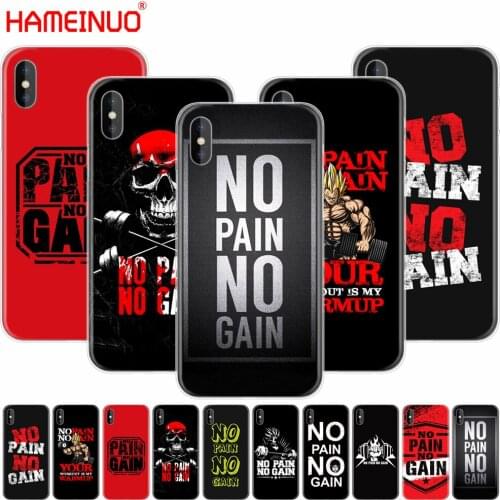 HAMEINUO no pain no gain Gym and Fitness Quote cell phone Cover case for iphone X 8 7 6 4 4s 5 5s SE 5c 6s plus