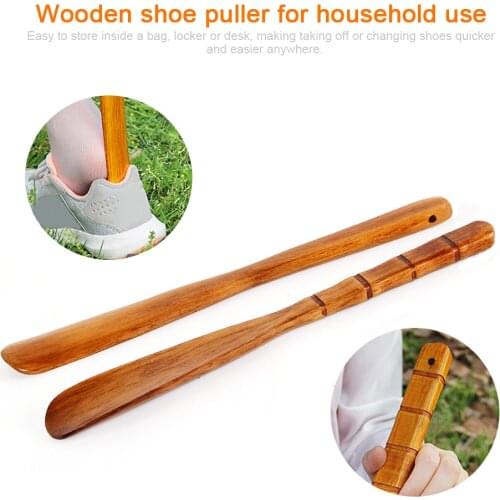 Long Handle Easy On Off Stick Home For Seniors Professional Wooden Shoe Horn Tools Hanging Loop Portable Lifter Accessories