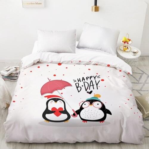 Animal Cartoon Kids Duvet cover Quilt/Blanket/Comfortable Case Bedding for children baby girls 140x200 240x220 for Home penguin