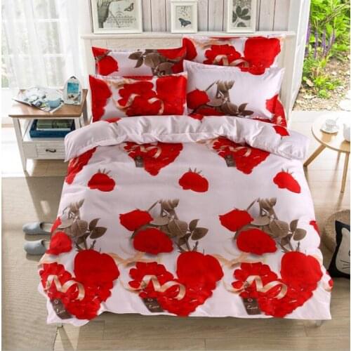 Pink Red Heart Rose Duvet Cover Set 3pcs Bedding Set 3d Bedding Digital Printing Queen Size Bed Linen Bedclothes Home Textile
