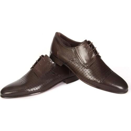 Handmade Brown Derby Shoes with Perforated Baby Buffalo Leather, Mens Premium Summer Shoes with Leather Sole, Classic Shoes Men