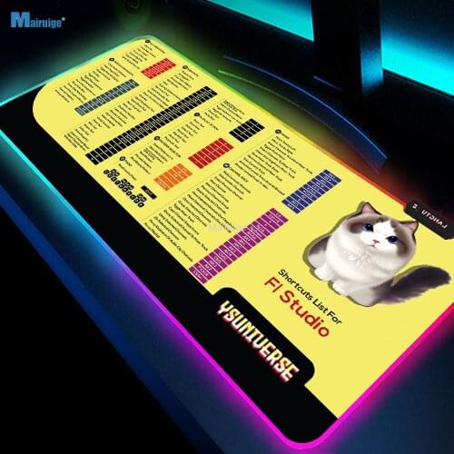 RGB Office Desk Shortcut Key Mouse Pad Protect Desktop Wrist Mouse Pad LED Luminous Keyboard Pad Mouse Pad Oversized Desk Pad Xl