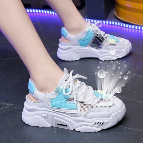 2021 New Sneakers Ladies Summer Casual Fashion Sandals Breathable Mesh Ladies Vulcanized Shoes White Sneakers Womens Shoes 41