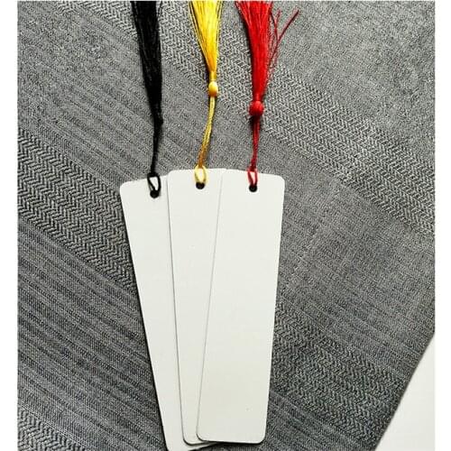2022 Hot Sales Double Side White Aluminum Sublimation Bookmark Blank with Free Tassles
