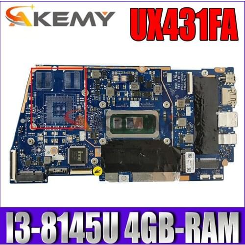 UX431FA/FN Laptop motherboard for ASUS ZenBook-14 UX431FA UX431FN UX431F original mainboard 4GB-RAM I3-8145U GM