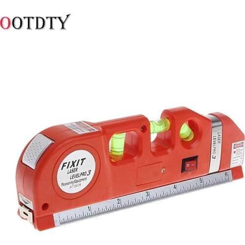 OOTDTY LV03 High Quality Multipurpose Level Laser Horizon Vertical Line Tape 8FT 2 way level bubbles Level Laser Ruler Ruler Red