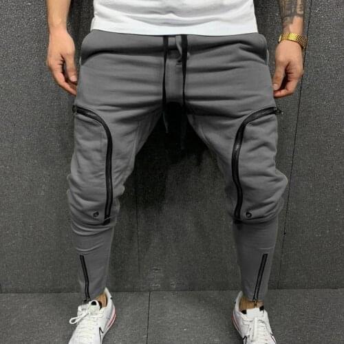 2021 Summer and Autumn Hip Hop Mens Pencil Pants Multi Zippers Pockets Mens Pants Sports Trend Casual Slim Jogging Pencil Pants