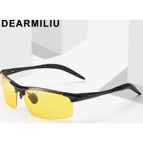 DEARMILIU Aluminum Magnesium Night Vision Glasses Polarized Sunglasses Men Women Sun Glasses Male UV400 Gafas De Sol For Men