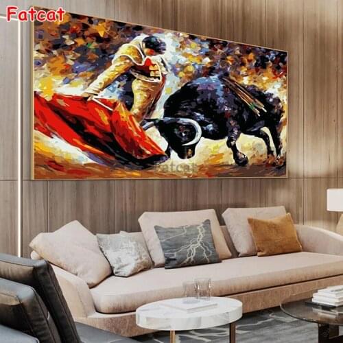 Matador and Black Bull Illustration Poster 5D DIY Diamond Embroidery diamond Stitch Kit Full Diamond Painting home decor PP1864