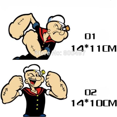 Newest Car Styling Funny Popeye the Sailor Muscle Car Sticker Car Decals for Toyota Honda Chevrolet Volkswagen Tesla BMW Lada