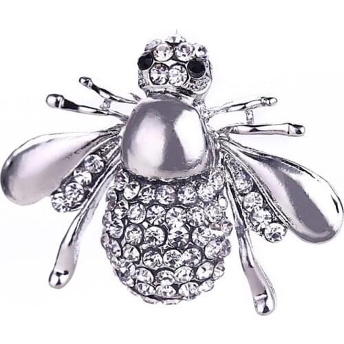 New Fashion Cute Bee Brooch Lovely Alloy Pins For Women High Quality Rhinestone Animal Brooch Gold 2 Colors