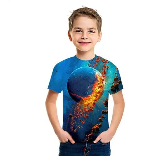 Plstar Cosmos2021 new casual all-match T-shirt children 3D printing youth foreign style T-shirt summer Shinjuku top