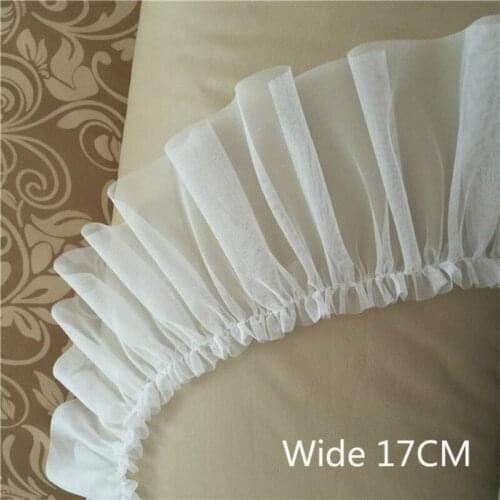 New Arrivals 17CM Wide Tulle Pleated Lace Trim Ribbon Applique Guipure DIY Sewing Curtain Garment Dress Fringe Hem Decoration
