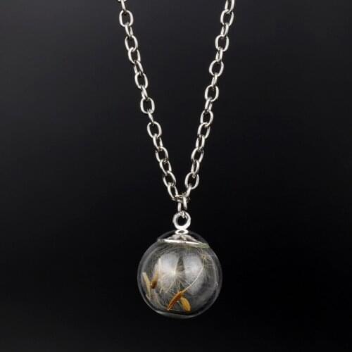 New Arrivals Fashion Jewelry Dandelion Seed Real Flower Glasses Pendants Necklaces Women Choker Necklace Collare