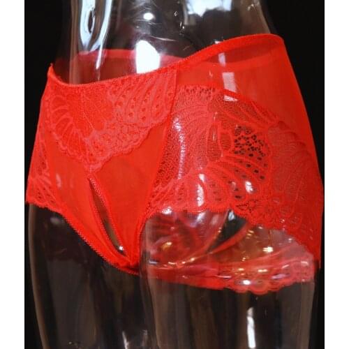 New Arrival Women Sexy Open Crotch Lace Funny Boxer Soft Sissy Underwear Lady Panties