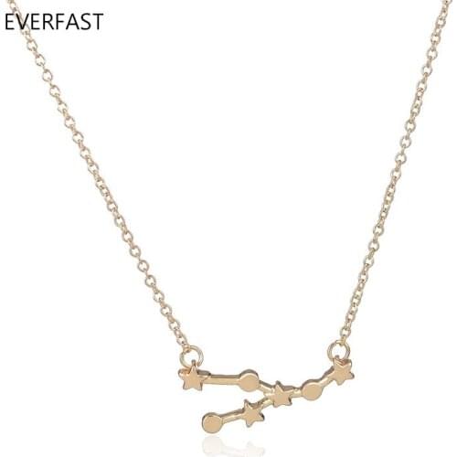 Everfast 1pc Taurus Zodiac Necklace, Birth Signs Choker Length Gold/ Silver Color Star Signs Astrology Necklaces For Women
