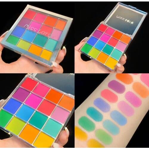 Miss Lara 16 Color Eye Shadow Palette Colorful Artist Shimmer Glitter Matte Pigmented Powder Pressed Eyeshadow Makeup Kit