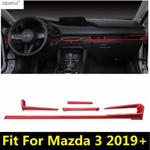 Lapetus Carbon Fiber Look / Red ABS Accessories For Mazda 3 2019 2020 2021 Central Control Outlet Decorative Frame Cover Trim