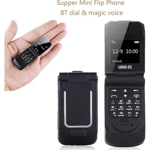 Long-cz Mini Flip Plastic Phone Extra Light Smallest Size BT Dial Synchro Magic Voice Changer SOS Fast Dial Single One Sim Music