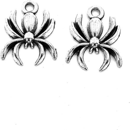 50pcs Spider charms pendant 17x14mm antique silver ornament accessories jewelry making DIY base material