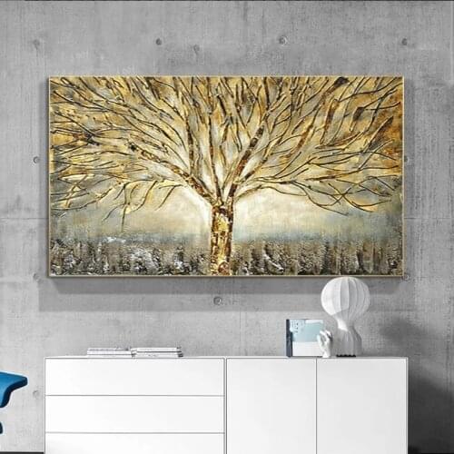 Gold Tree Poster Canvas Painting Abstract Pictures For Home Wall Art For Living Room Decoration Posters And Prints