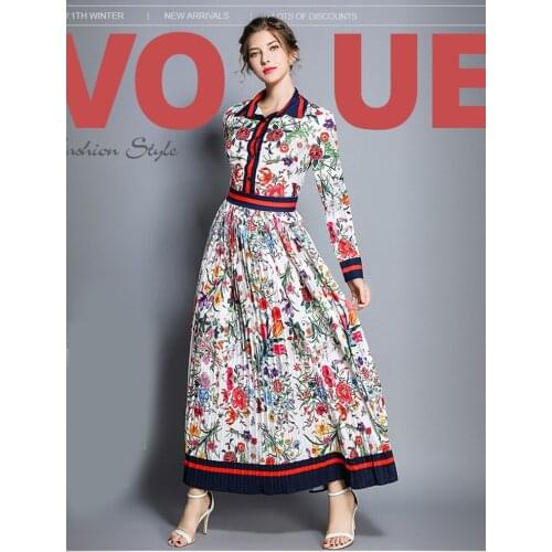 Luxury Dress Women Casual Dresses Elegant 2021 Autumn Long Slim Loose High Quality Floral Printed Vintage Fashion Club Holiday