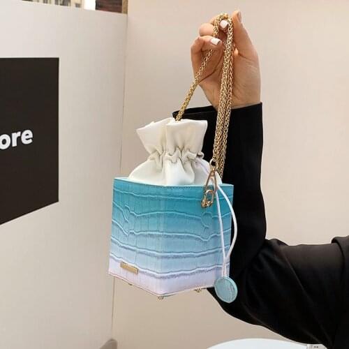 2021 New Trendy Fashion Ladies Chain Messenger Bag Texture One-shoulder Stone Pattern Bucket Bag Summer Leisure Small Bag Female