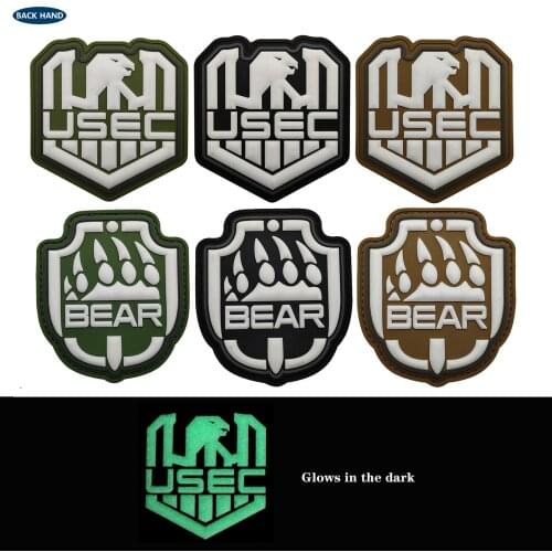 Luminous bear PVC soft glue velcros Patches Russian Flag Badges Emblem military Army 7*8CM Accessory Russia Tactical