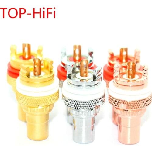 TOP-HiFi 4pcs Audio Panel Mount RCA Female Socket Plug Jack Audio Amplifier CD DVD Player Chassis Phono Connector