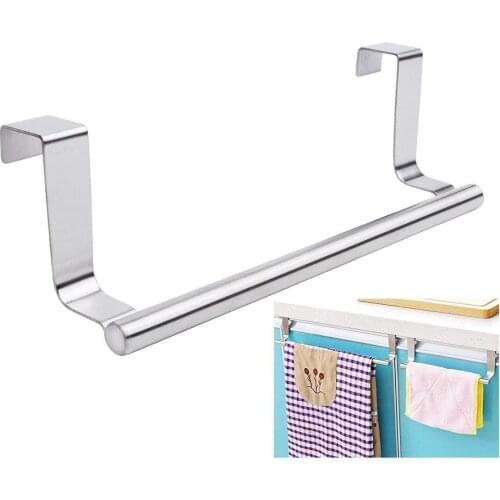 Stainless Steel Over Door Towel Rack Bar Holder Bathroom Kitchen Accessories 23cm Hanging