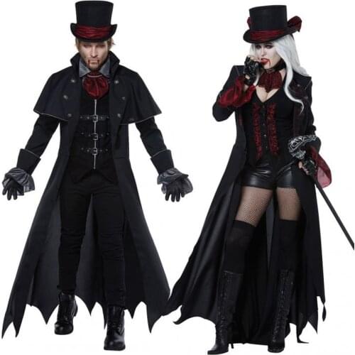 High-Quality Adult Halloween Costume for Women Men Couples Dress Cosplay Earl Palace Vampire Suit Nightclub Devil Zombie Clothes