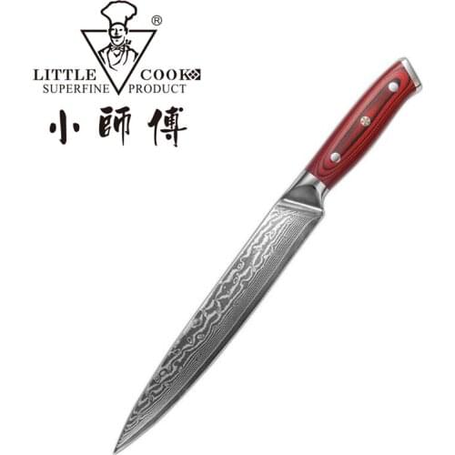Little Cook Japanese Kitchen Chef Knife Forged VG10 Damascus Steel Knives Fixed Blade Sharp meat Cleaver cutter Cooking Tools
