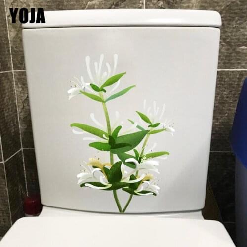 YOJA 16.7*24.7CM Green Plant Fresh Honeysuckle WC Toilet Seat Stickers Home Wall Decor T1-0900