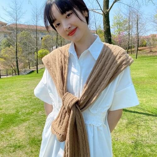 Female Solid Color Knitting Fake Collars for Women Warm Wrap Shawl Shirt Knitted False Collar Ladies Shirt Detachable Collar