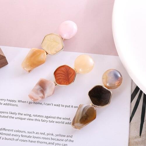 Korea Ins Female Drop Oil Gas Hairpins Lazy Style Bangs BB Slides Polygonal Pattern Duckbill Clip Hair Accessories for Women