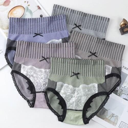 Women High Waist Abdomen Body Shaping Panties Graphene Antibacterial Hip Lift Pure Cotton Crotch Lace Ladies Briefs Underwear