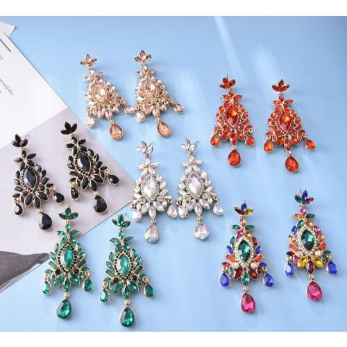 Ztech Trend Colorful Crystal Earrings Jewelry Gift For Women High-Quality Clear Pure Rhinestone Earring Accessories Wholesale
