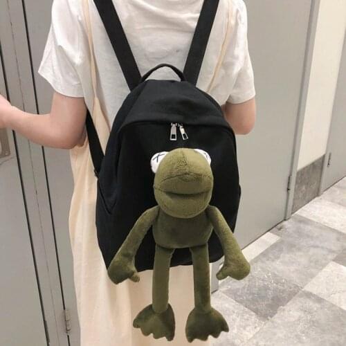 Funny Schoolbag for Teenager Girls Korean Cute Women Doll Student Campus Spoof Cartoon Green Frog Backpack Purse Designer Bag