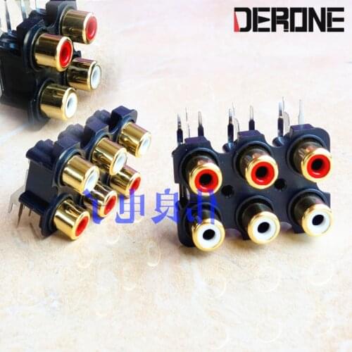 4RCA 6RCA 4/6-position gold-plated RCA female seat Audio connection terminal