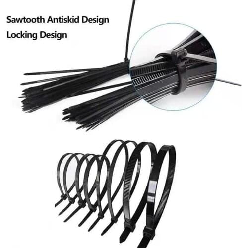 7*150 / 200 / 250mm Black&White , High Quality Width 6.8mm , Self-Locking Plastic Nylon Cable Ties