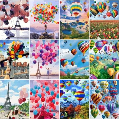 HUACAN Diamond Painting Hot Air Balloon Cross Stitch Wall Decor Diamond Embroidery Mosaic Sky Landscape Home Decor