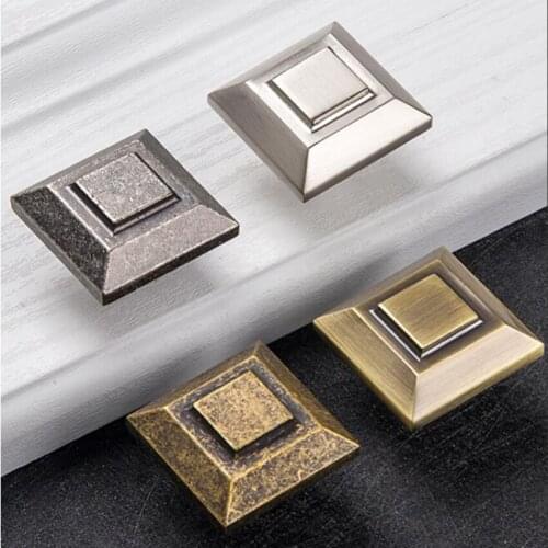 Antique Furniture Handle For Dressers Square Single Hole Modern Drawer Knobs With 1 Screw Cupboard Drawer Handle 4 Colors