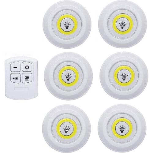 Dimmable LED Under Cabinet Light with Remote Control Stick-On Touch Tap Lamp for Cupboards Wardrobe Bathroom Closets Night light