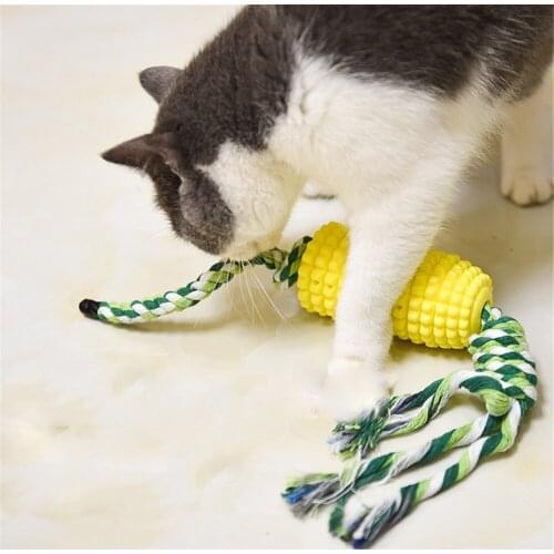 TPR Pet Toy Interactive Dog Cotton Rope Bite-resistant Molar Chew Puppy Training IQ Remove Tartar Cleaning Teeth Corn Shape Toys