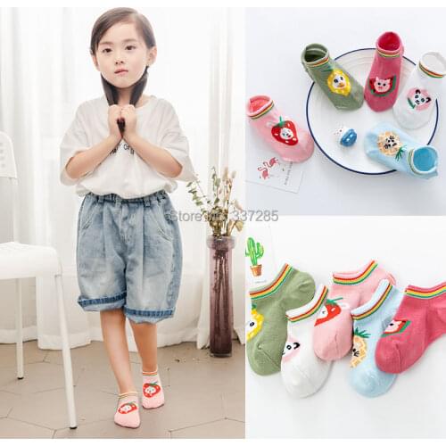 Baby girls cotton summer socks funny cute fruit ankle low boat invisible child sock cartoon animal low cut socks for infant kids