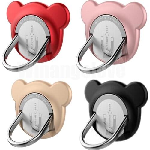 500pcs Bear Shape Phone Ring 360 Degree Rotating Ring Grip Anti Drop Stick-up Cellphone Holder Kickstand