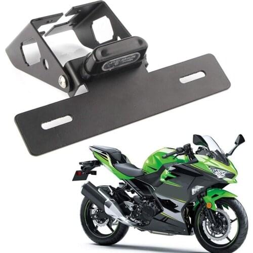 Motorcycle License Plate Holder Bracket with Led Light Compatible with for KAWASAKI NINJa 400 2018-2019 / NINJa 250