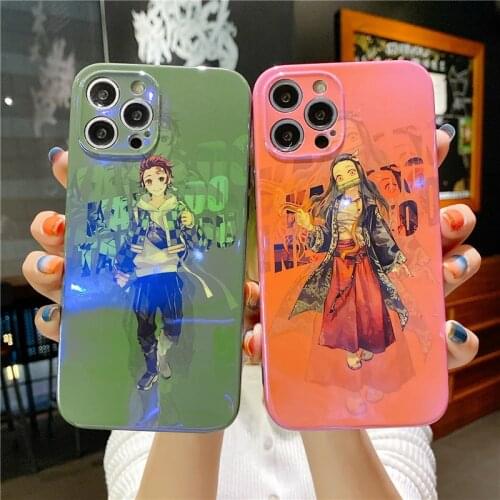 Cute INS Japan Demon Slayer Case For Iphone 12 11 Pro 7 8 Plus X XR XS Max Phone Cases Anime Kimetsu No Yaiba TPU Cover Coque