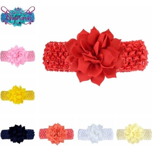 Nishine Newborn Infant Multilayer Lotus Flower Headband Fashion Handmade Knitted Elastic Hairband 9 CM Floral Hair Accessories