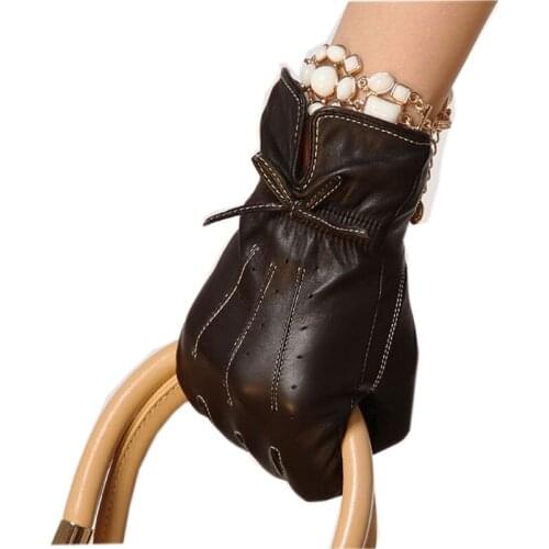 Fashion Special Offer Swallow-tailed Women Leather Gloves Wrist Bowknot Female Genuine Sheepskin GloveFree Shipping L123PC-5